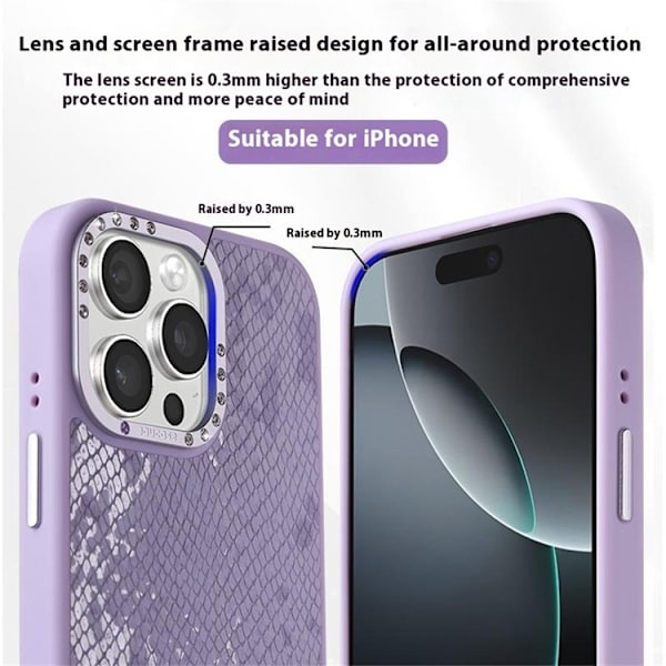 JAUCASE Mobilskal till iPhone 16 Pro Magafe Snake Texture - Vit Vit