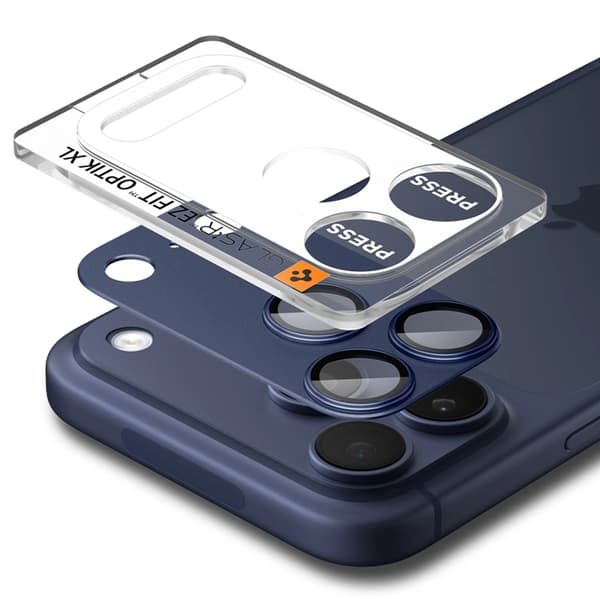 Spigen iPhone 17 Pro Härdat Glas Kameraskydd EZ Fit - Blå Blå