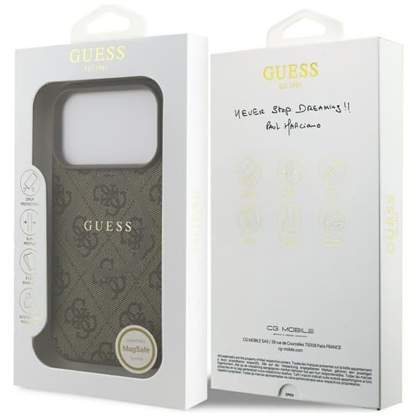 Guess Mobilskal till iPhone 17 Pro MagSafe 4G Ring Classic Logo - Brun Brun