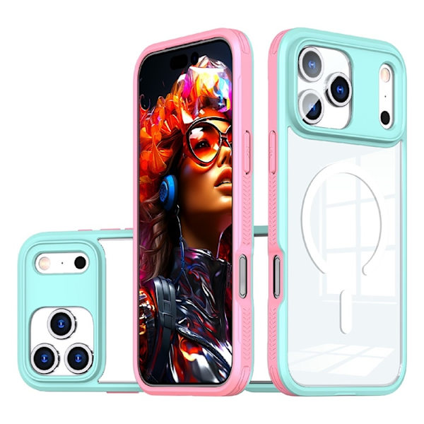 Mobilskal till iPhone 17 Pro Max MagSafe TPU + PC Clear - Blå/Rosa Blå