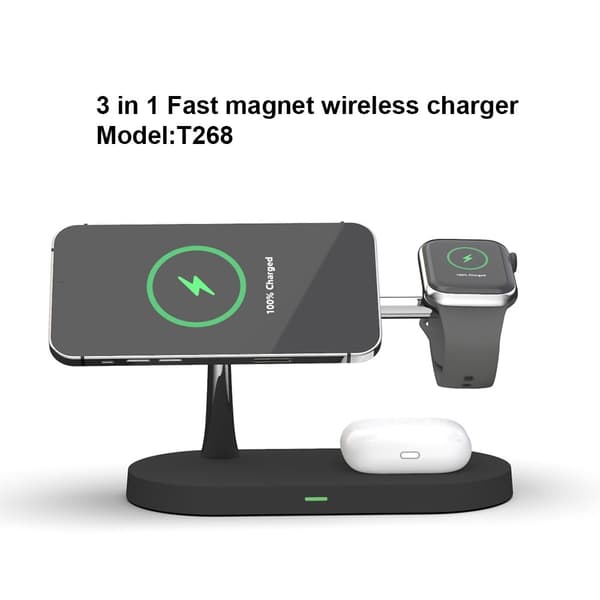 4-i-1 trådløs oplader Magsafe iPhone Apple Watch AirPods Black