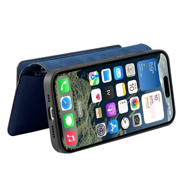 CASENEO MW-02 iPhone 16 Pro Plånboksfodral Konstläder - Blå
