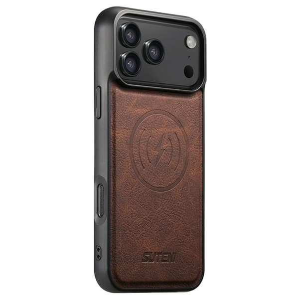 SUTENI Mobilskal till iPhone 17 Pro Max MagSafe Litchi Texture - Brun Brun