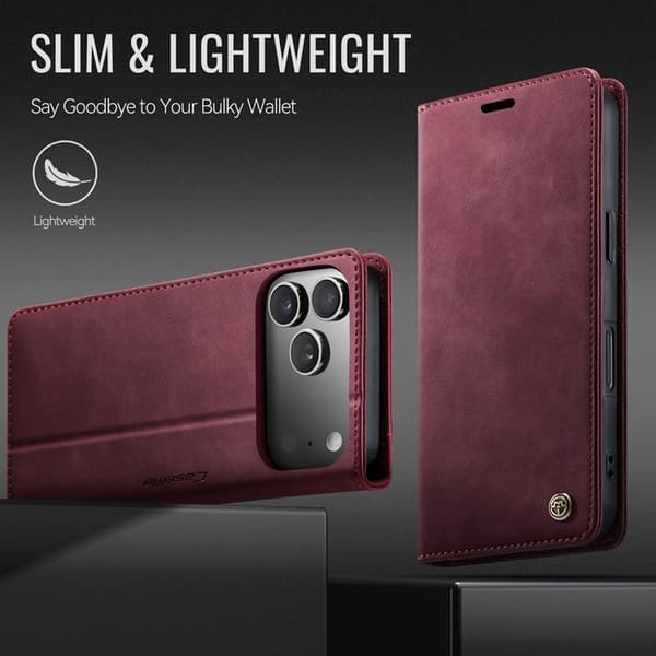 Caseme iPhone 17 Pro Plånboksfodral RFID-Skydd 033 - Röd Röd