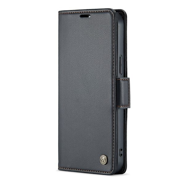 CASEME iPhone 12 Pro Max Plånboksfodral Konstläder RFID-Skydd Svart