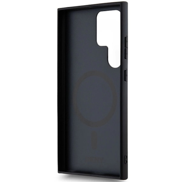 DKNY Galaxy S24 Ultra Mobilskal Magsafe Läder Pattern Metal Logo Svart