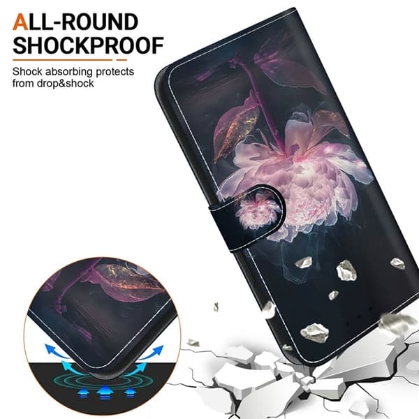 Sony Xperia 1 VII Konstläder Plånboksfodral Pattern Printing - Lila Peony Lila