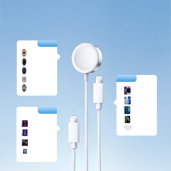 Joyroom 3i1 USB-A til Lightning-kabel og magnetisk oplader 1,2 m Vit