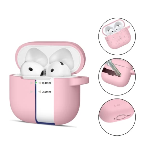 Tech-Protect Airpods 4 Skal Silikon Hook - Dusty Rosa Rosa