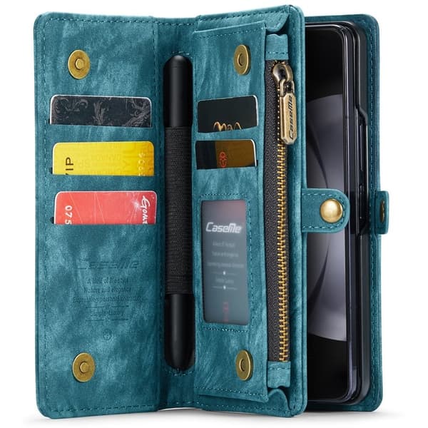 CASEME 008 Konstläder Plånboksfodral för Samsung Galaxy Z Fold5 5G - Blå