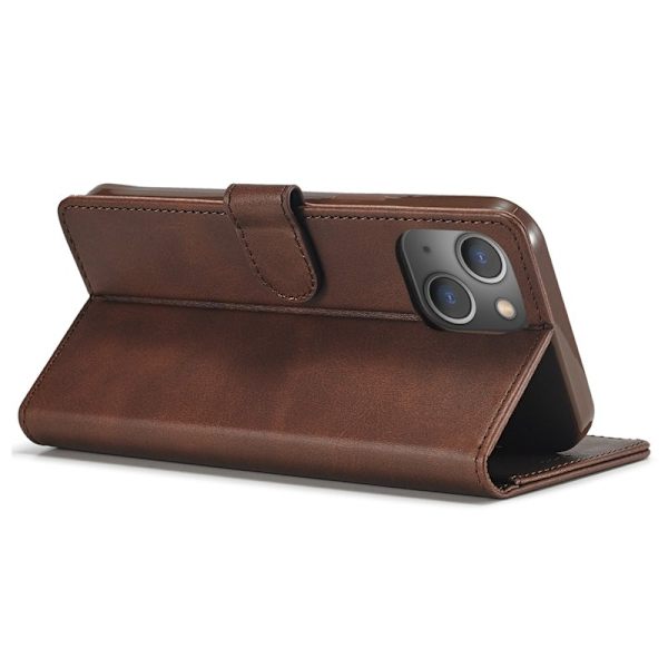 LC.IMEEKE iPhone 15 Plånboksfodral Drop Resistant Konstläder - Brun