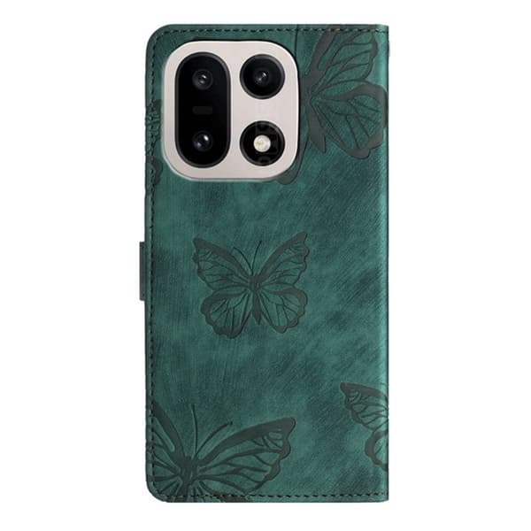 OnePlus 15 5G Konstläder Plånboksfodral Butterfly Skin-Touch Grön