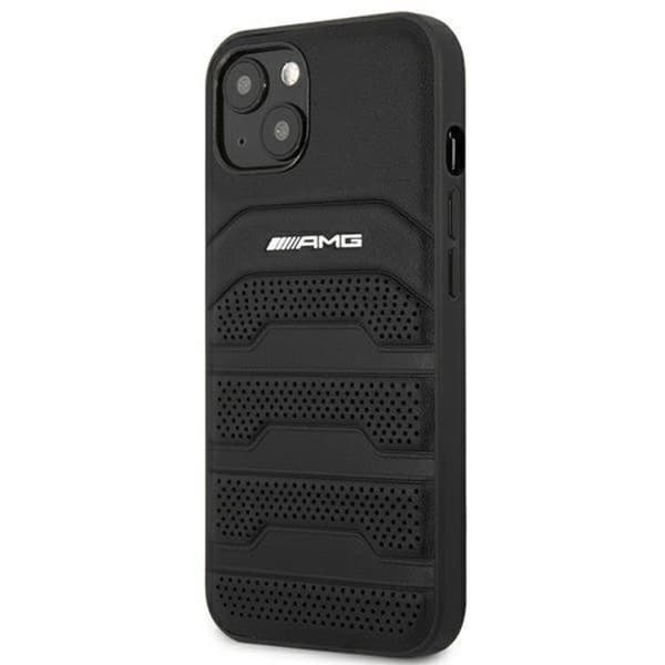 AMG iPhone 14 Plus Skal Læder Debossed Lines - Sort Black