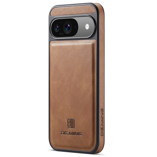 DG.MING Mobilskal till Google Pixel 9 Pro Anti-Drop Läder PC+TPU - Brun