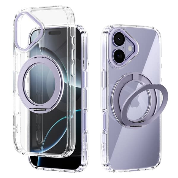 ABEEL Q-LUCK Mobilskal till iPhone 17 med Rotera Kickstand Shockproof Lila