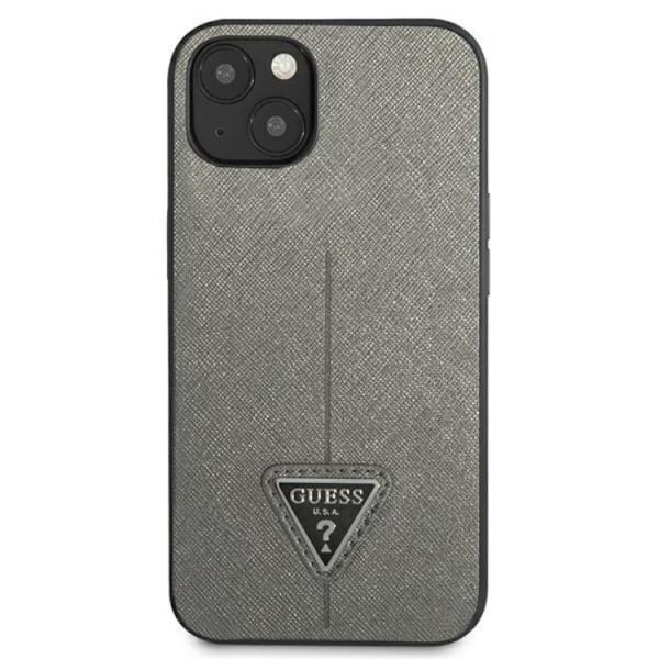 Guess iPhone 13 Mini Skal Saffiano Triangle Logo - Silver