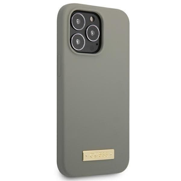 Guess iPhone 13 Pro Max Skal MagSafe Silicone Logo Plate - Harmaa Grå