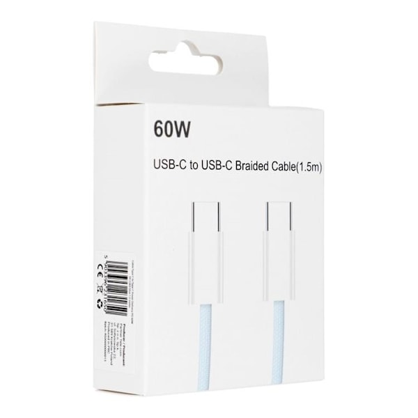 Typ-C to Typ-C Kabel PD 60W 3A C263 1.5 m - Bl Blå