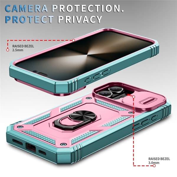 Mobilskal till iPhone 17 Slide Camshield Kickstand - Rosa/Grön Rosa
