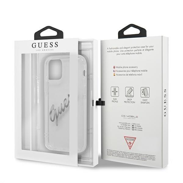 Guess Vintage Script Silver Skal iPhone 12 Pro Max - Transparent Silver