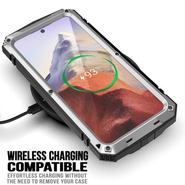 R-JUST Mobilskal till Galaxy S24 Kickstand Shockproof PC+Silicone Silver