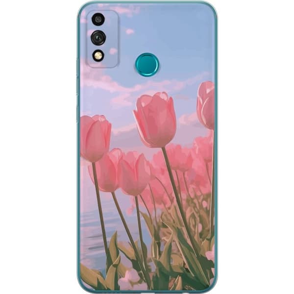 Telefontaske til Honor 9X Lite med Lyserøde Tulipaner
