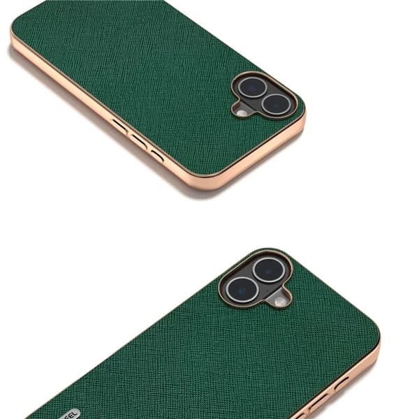 ABEEL Mobilskal till iPhone 16 Plus Äkta Läder Electroplating - Grön Grön