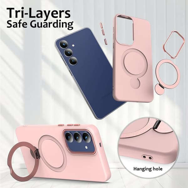 Mobilskal för Samsung Galaxy S26 Magnetiskt Ring Kickstand TPU + PC - Rosa