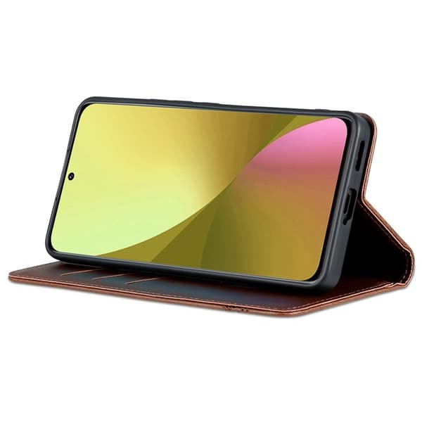 AZNS Xiaomi 12 Lite 5G Plånboksfodral Konstläder - Brun