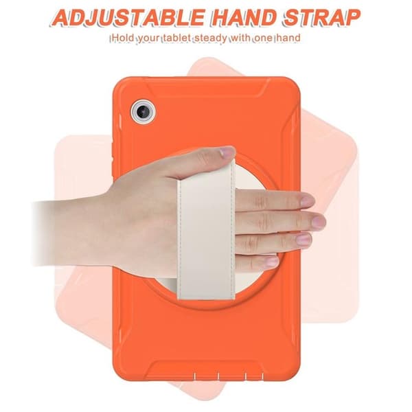 Mobilskal till Galaxy Tab A11 Rotary Kickstand med Handrem Orange