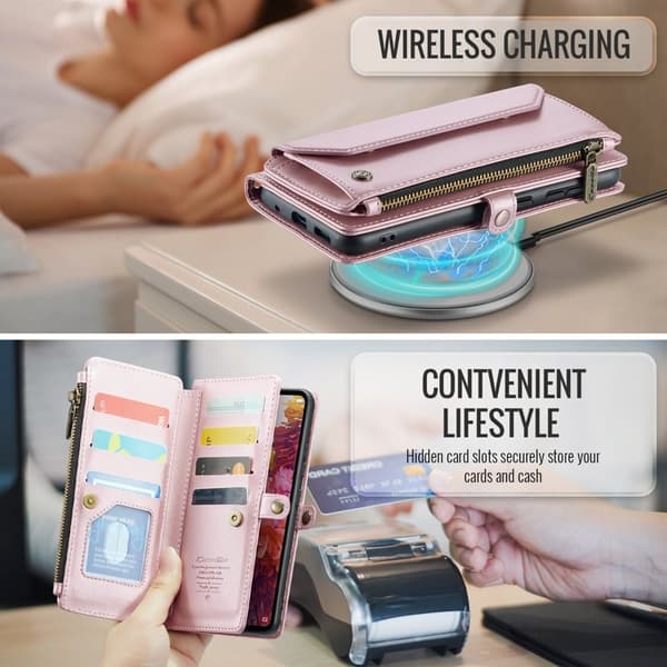 CASEME Plånboksfodral Konstläder för Samsung Galaxy S20 FE - Rosa
