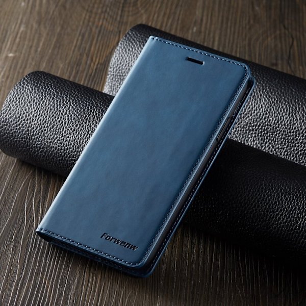 FORWENW iPhone 11 Plånboksfodral i Silky Touch Konstläder - Blå