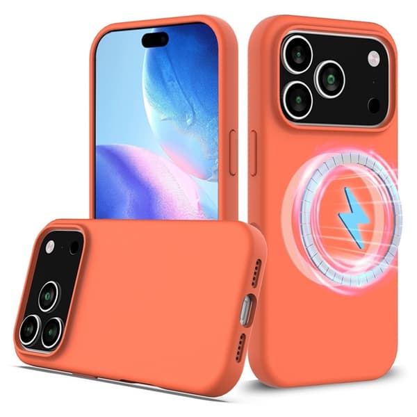 Mobilskal till iPhone 17 Pro Max MagSafe Silikon Anti-Drop - Orange Orange