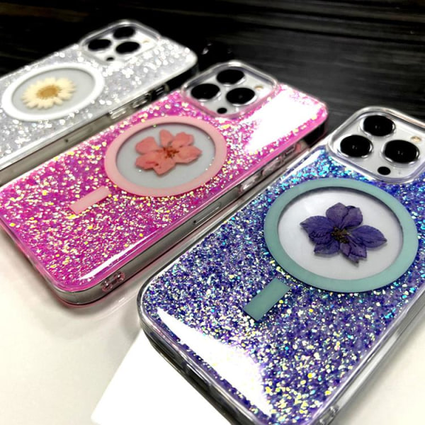 BOOM iPhone 12/12 Pro -mobiilikotelo Magsafe pudotuksenkestävä - violetti kukka