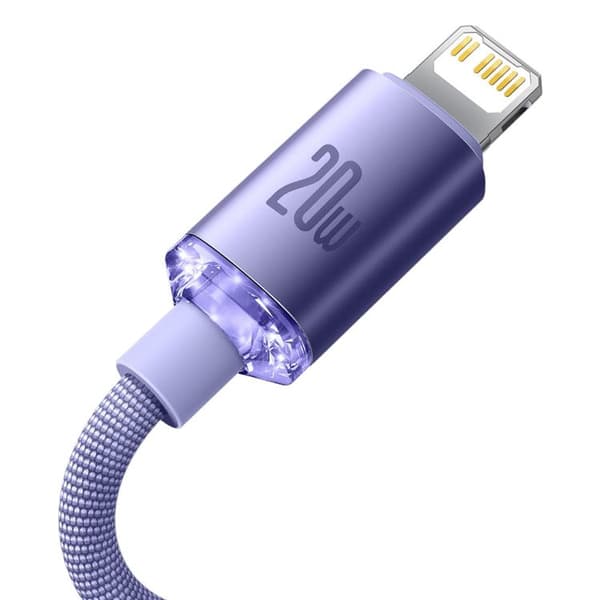 Baseus Crystal USB-C til Lightning-kabel 20W 2m - Lilla Lila