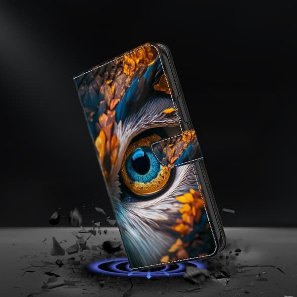 Samsung Galaxy S26 Plus Plånboksfodral Konstläder Flip Ställ - Blå Ögon