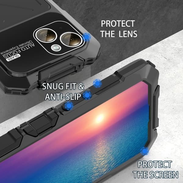 R-JUST Mobilskal till iPhone 15 Plus Shockproof Silikon + Metall Svart