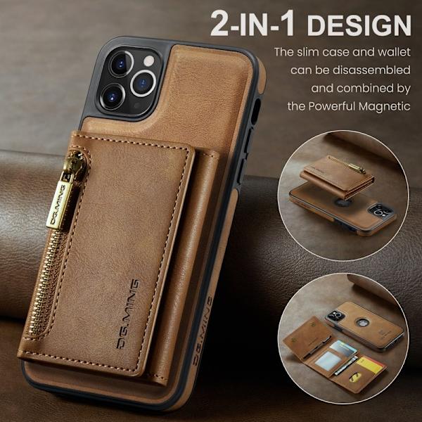 DG.MING M5 Series iPhone 11 Pro Max Plånboksfodral Konstläder Brun