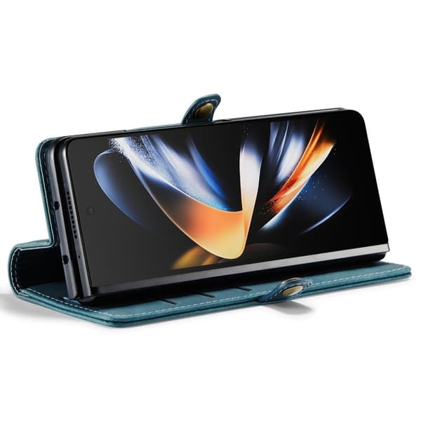 CASEME 013 Series Samsung Galaxy Z Fold4 Konstläder Plånboksfodral Blå