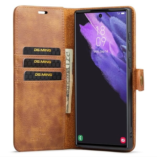 DG.MING Samsung Galaxy S24 Ultra Plånboksfodral Äkta läder Brun