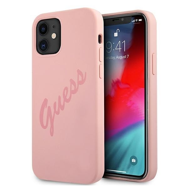 Guess Skal iPhone 12 Mini Script Vintage - Pinkki Pink
