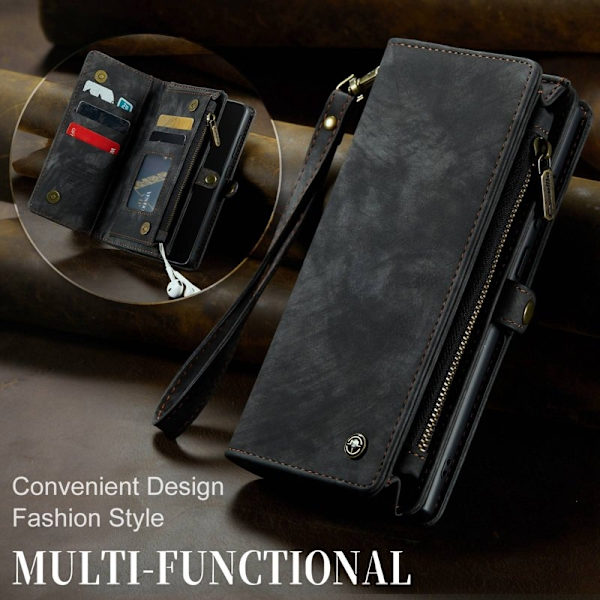 CASEME Multi-function Wallet Mobilskal för Samsung Galaxy S21 FE - Svart