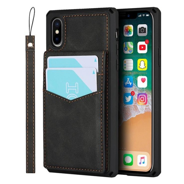 Cover med kortpladser til iPhone X / Xs - Sort Black