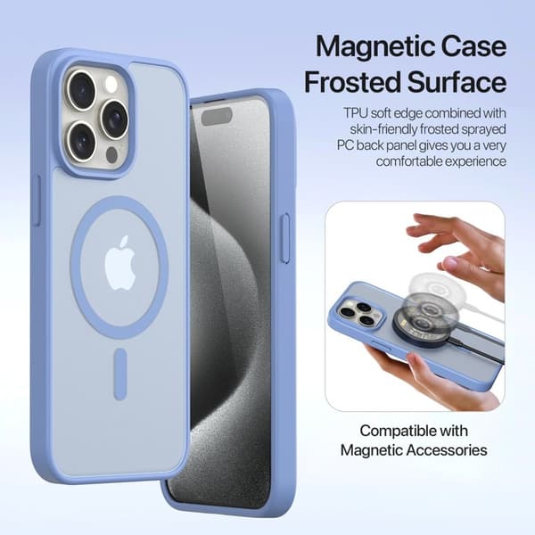 DUX DUCIS Lawa Series Plånboksfodral iPhone 15 Pro Max - Äkta läder - Ljusblå