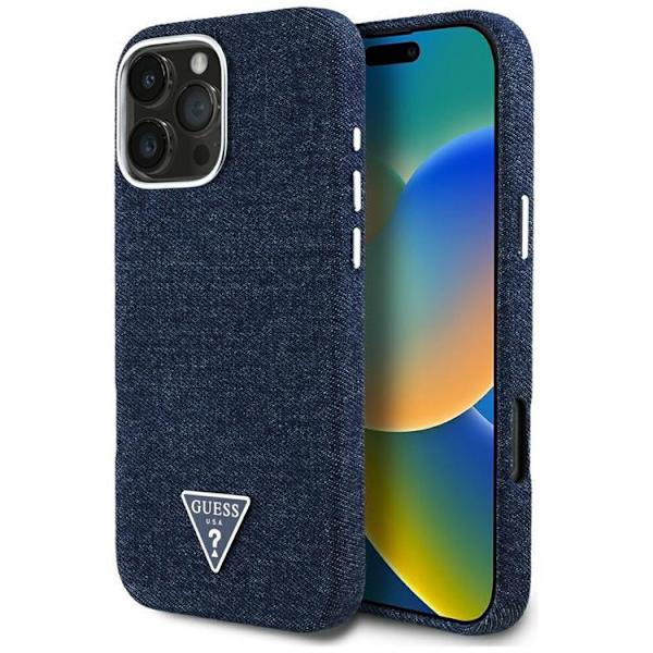Guess Mobilskal till iPhone 16 Pro MagSafe Denim Triangle - Blå Blå
