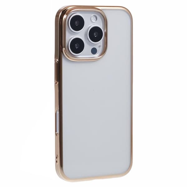 X-LEVEL Mobilskal till iPhone 16 Pro Max Klar PC Bak Elektropläterad Guld
