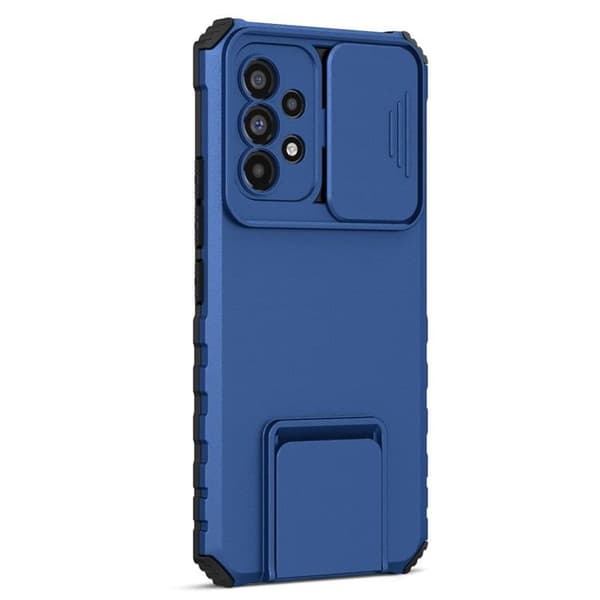 Galaxy A12 4G Skal Kickstand Kameraskydd Slide - Blå Blå
