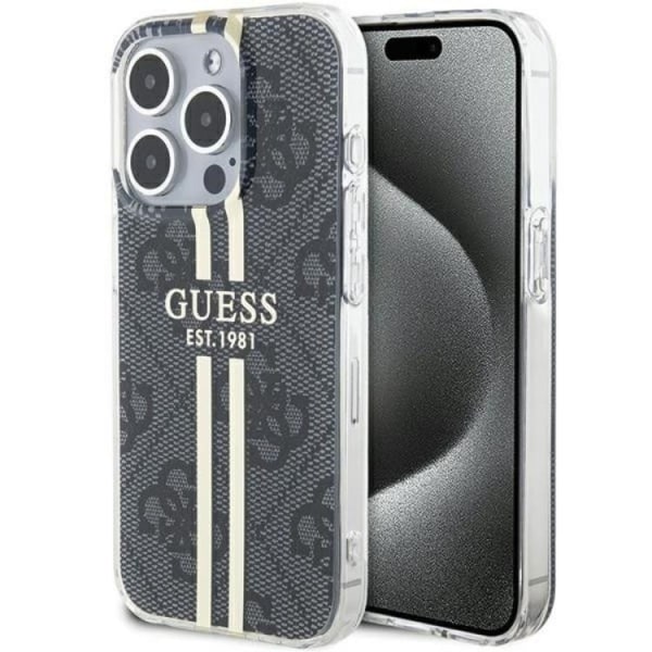 Guess iPhone 15 Pro Max Mobile Cover 4G Gold Stripes - musta