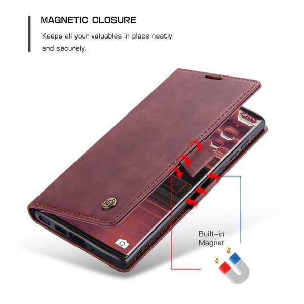 CASEME Simplicity Plånboksfodral Konstläder Samsung Galaxy Note20 Ultra Vinröd