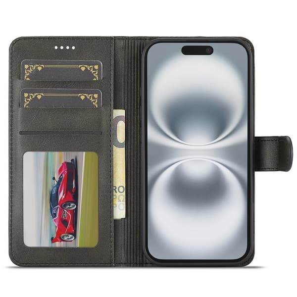 LC.IMEEKE iPhone 17 Plånboksfodral Konstläder Ställ - Svart